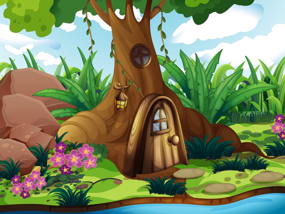 A Treehouse at the Forest Illustration