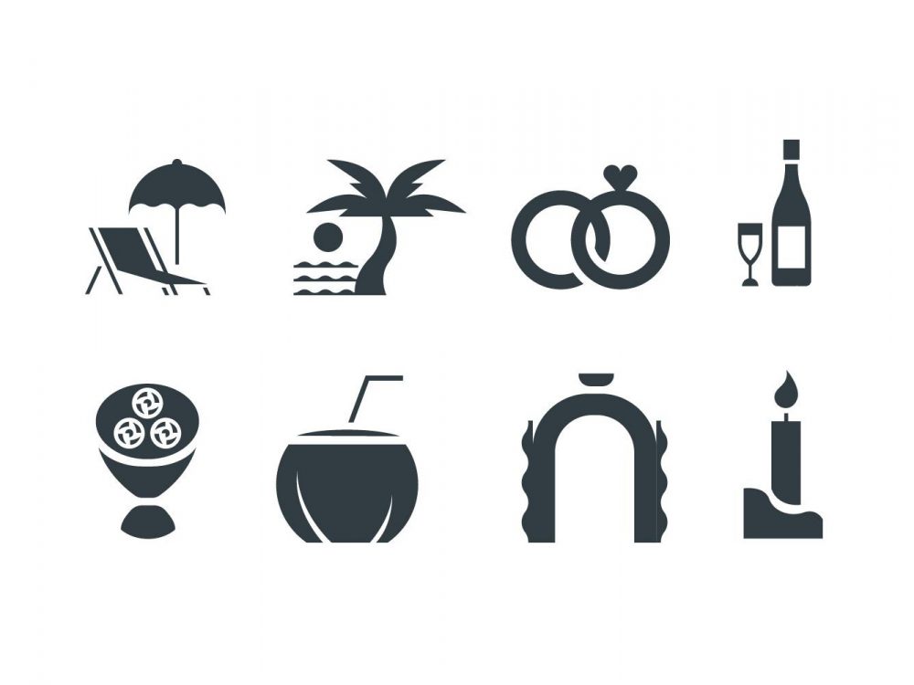 Beach Wedding Vector Icons