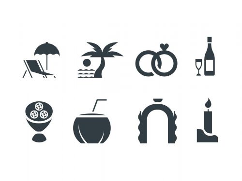 Beach Wedding Vector Icons