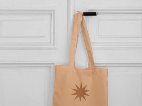 Canvas Bag on Door Mockup