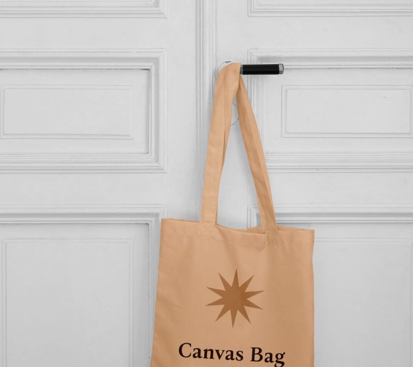 Canvas Bag on Door Mockup
