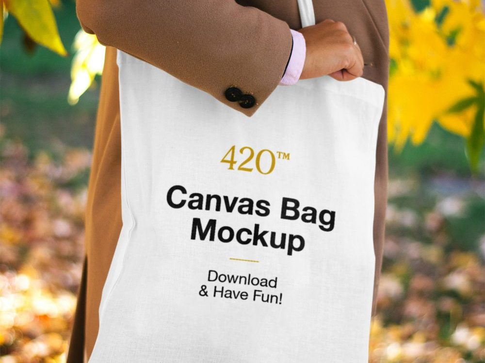 Canvas Bag with Women Mockup