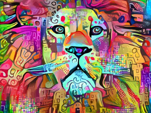 Colorful Lion Head Illustration