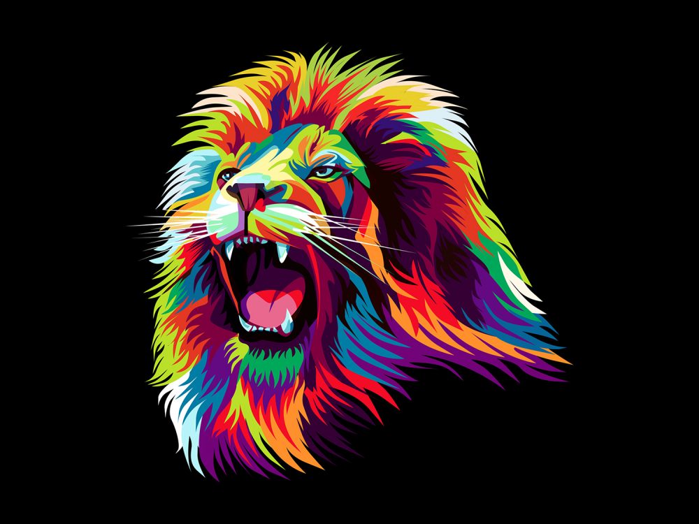 Colorful Lion Head Illustration