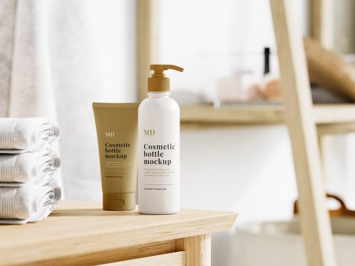Free Cosmetic Bottle and Tube Mockup