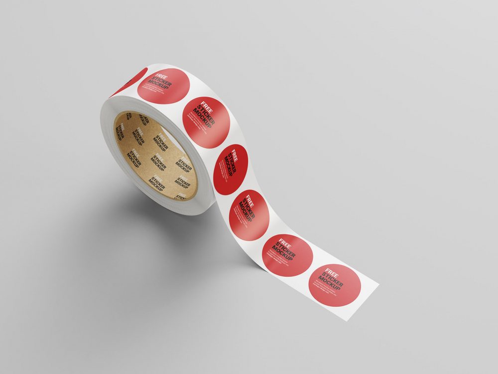 Free Round Roll Sticker Mockup