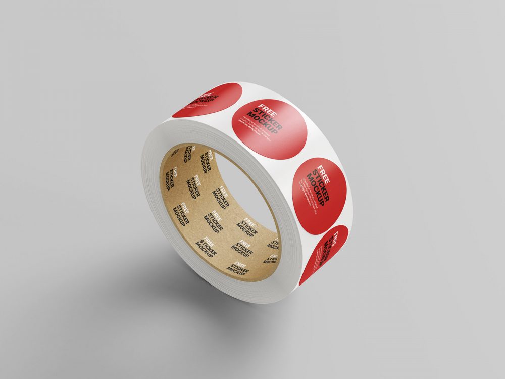 Free Round Roll Sticker Mockup