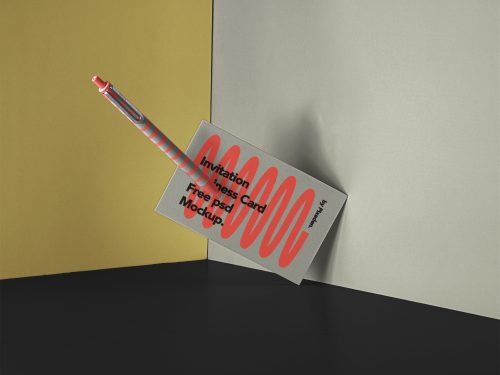 Invitation Psd Business Card Mockup Set