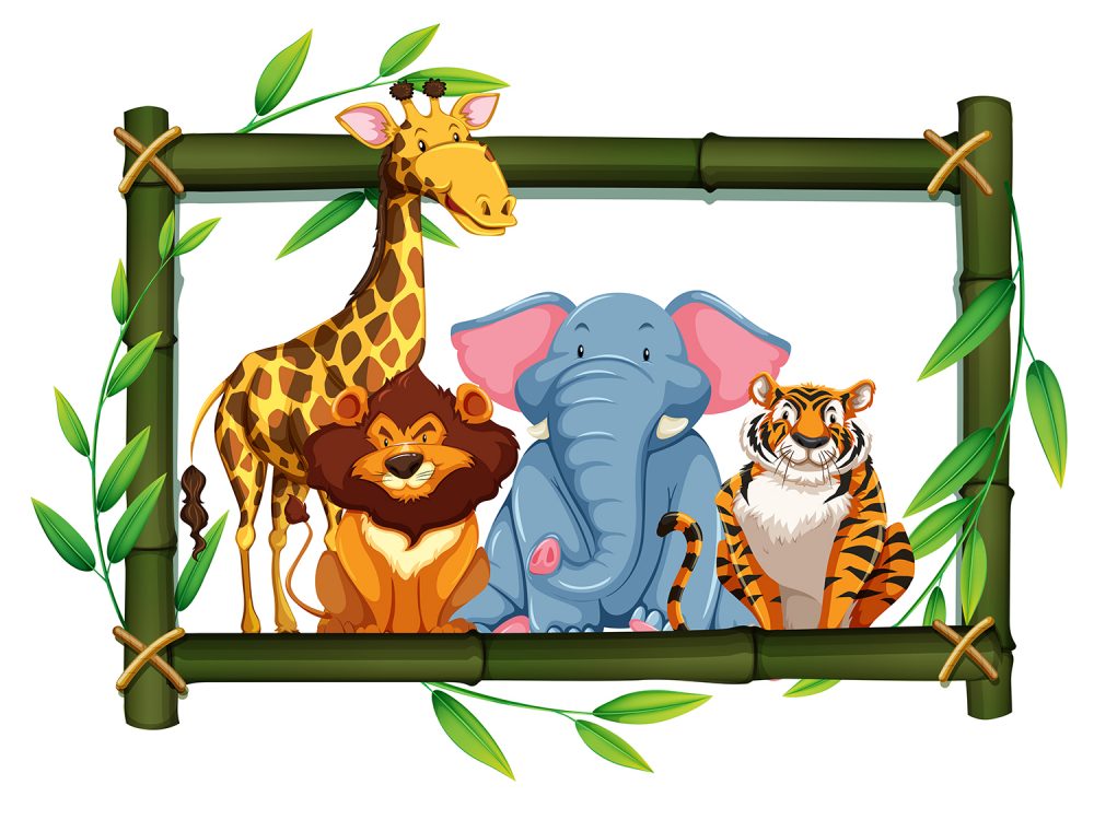 Safari Animals on Bamboo Frame