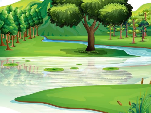 Spring Landscape Nature Illustration