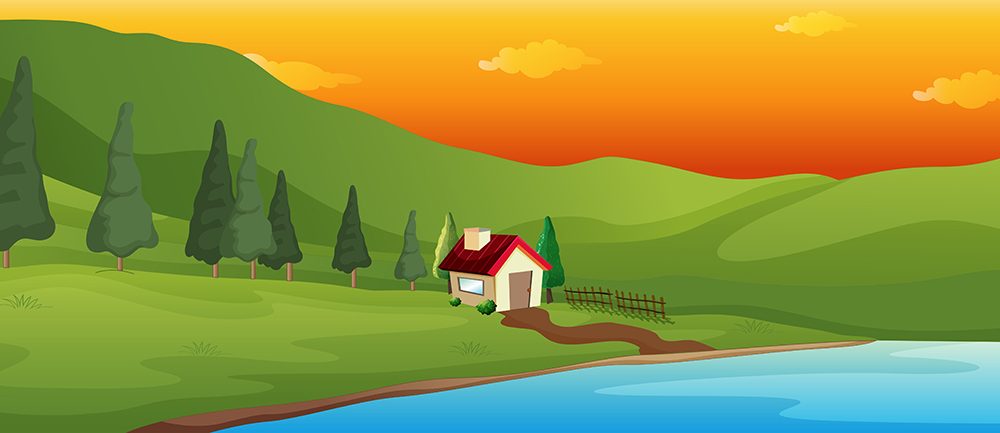 Spring Landscape Nature Illustration