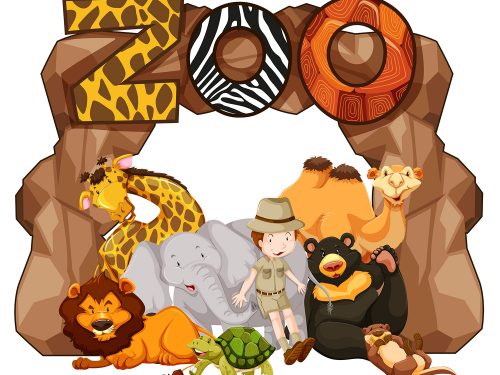 Zoo with Zookeeper and Animals Illustration