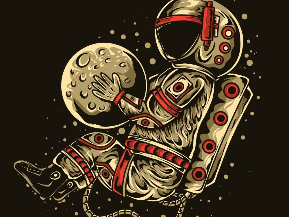 Astronaut Holding the Moon Illustration
