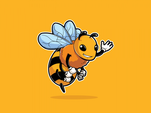 Bee Insect Mascot Logo Free Vector Illustration