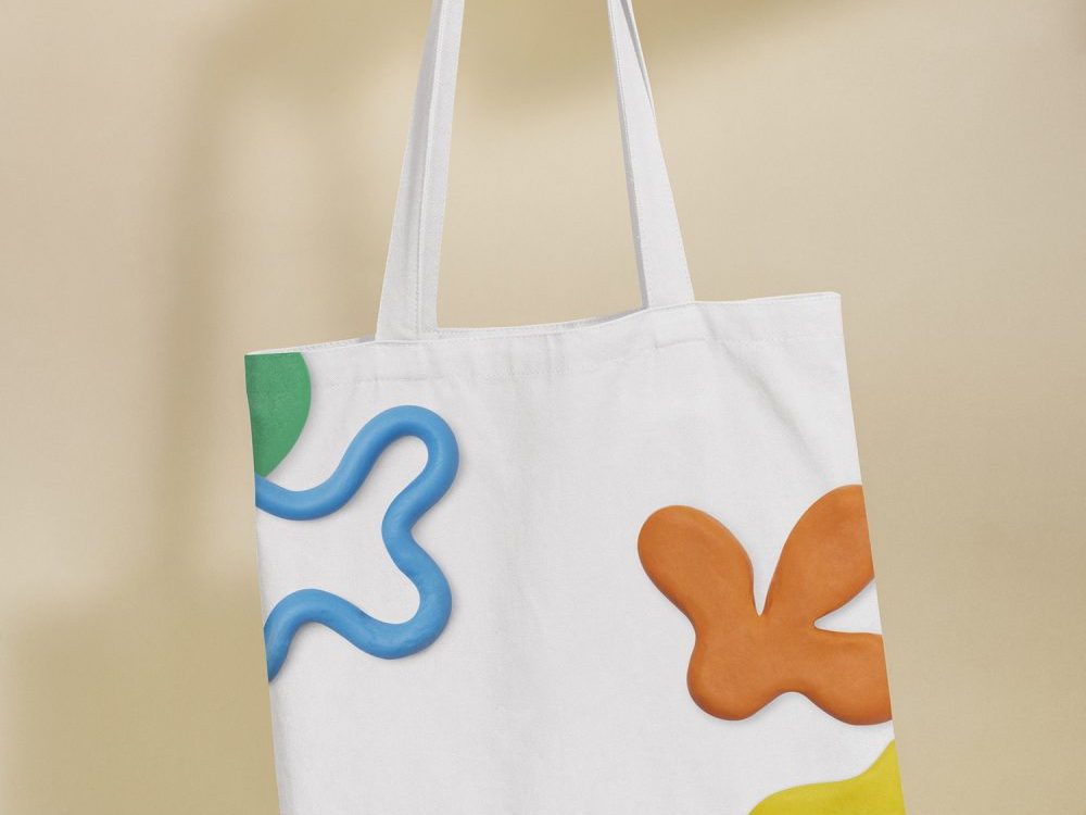 Canvas Tote Bag with Abstract Plasticine Free Mockup