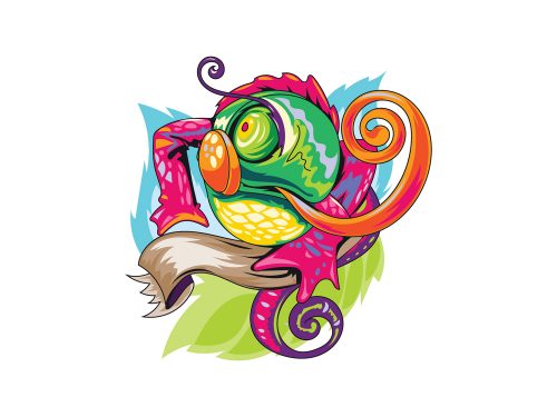 Colorful Lizard or Chameleon Illustration
