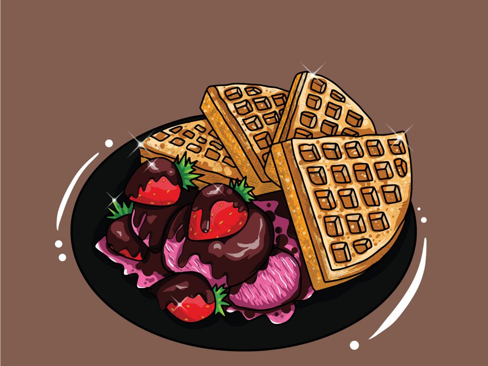 Ice Cream Waffle Free Vector Illustration