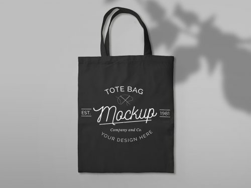 Isolated Black Tote Bag with Plant Free Mockup