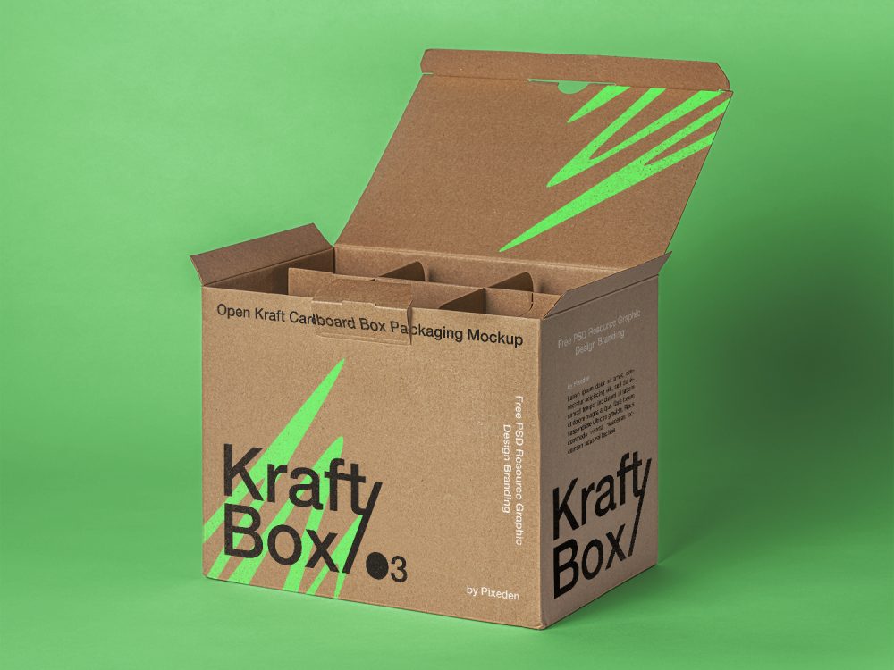 Kraft Cardboard Box Free PSD Mockup