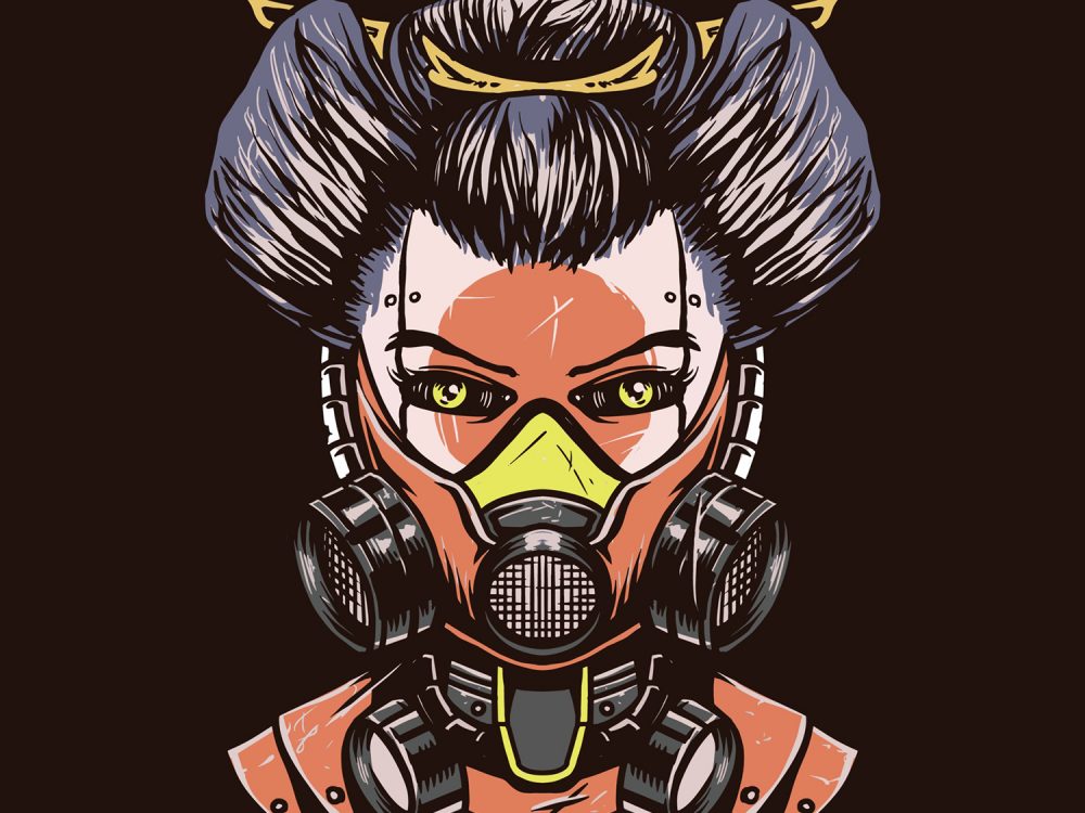 Mecha Geisha Hand Drawn Illustration