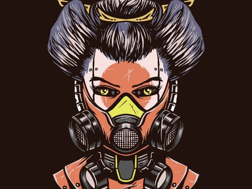 Mecha Geisha Hand Drawn Illustration