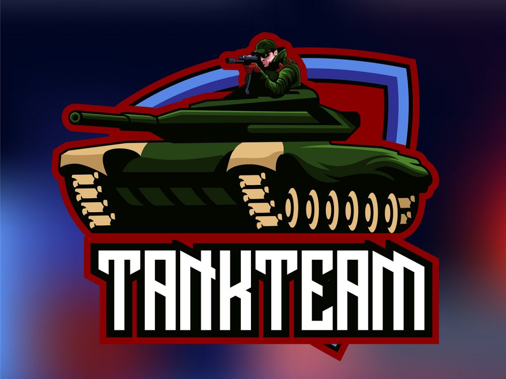 Tank Team Gaming Badge Design Free Vector Illustration