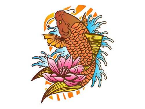 Traditional Japanese Koi Fish Free Vector Illustration