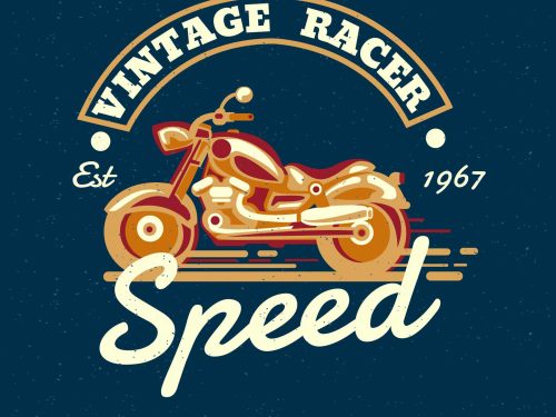 Vintage Motorcyle Emblem Free Vector Illustration