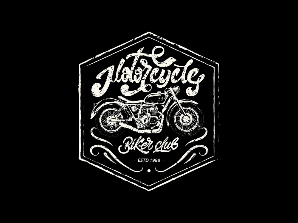 Vintage Motorcyle Emblem Free Vector Illustration