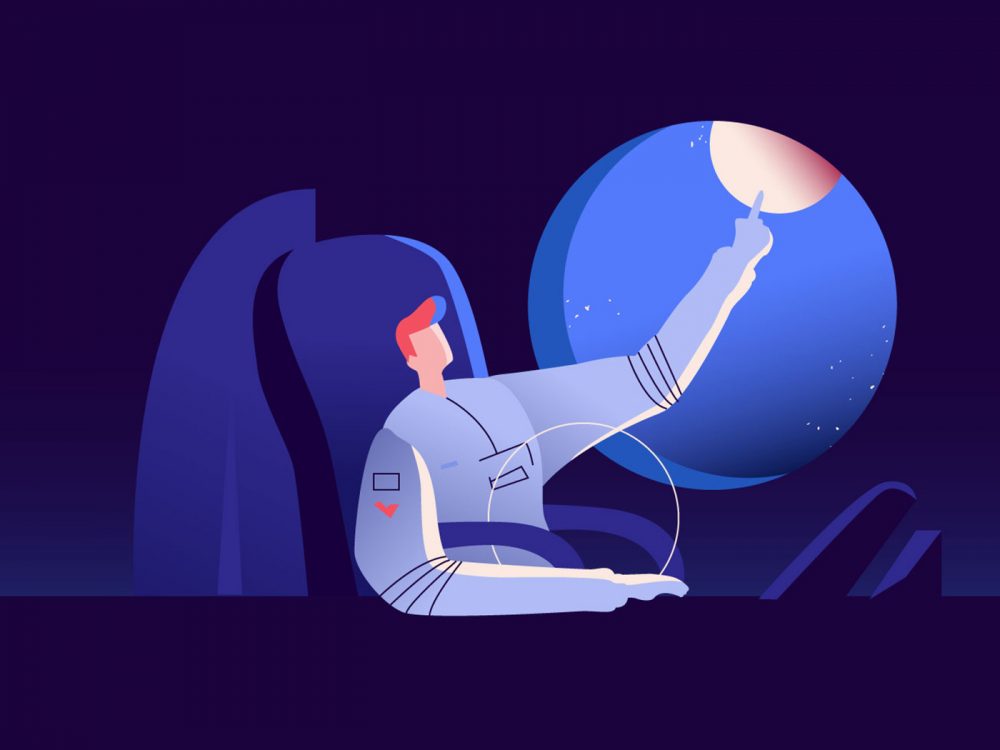 Astronout Travel To The Moon Illustration