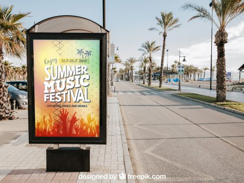 Bus Stop Billboard Mockup