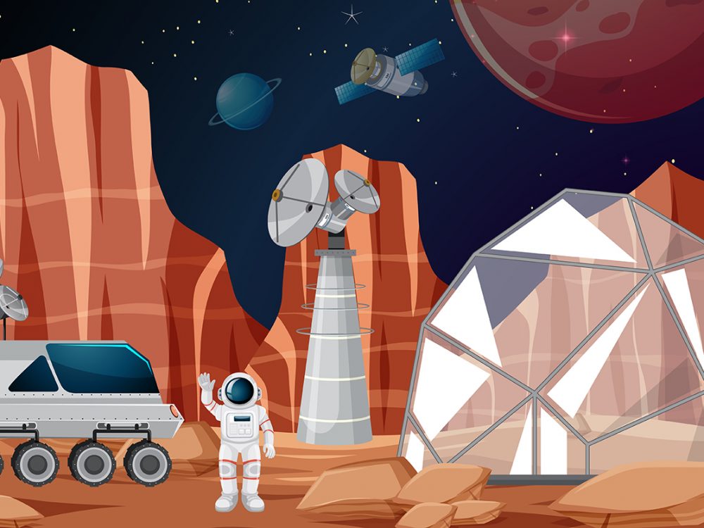 Camp in Space Free Vector Illustration