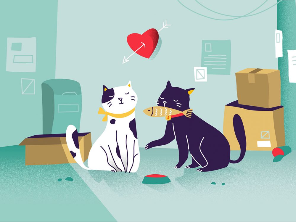 Cat True Love Couple Free Vector Illustration