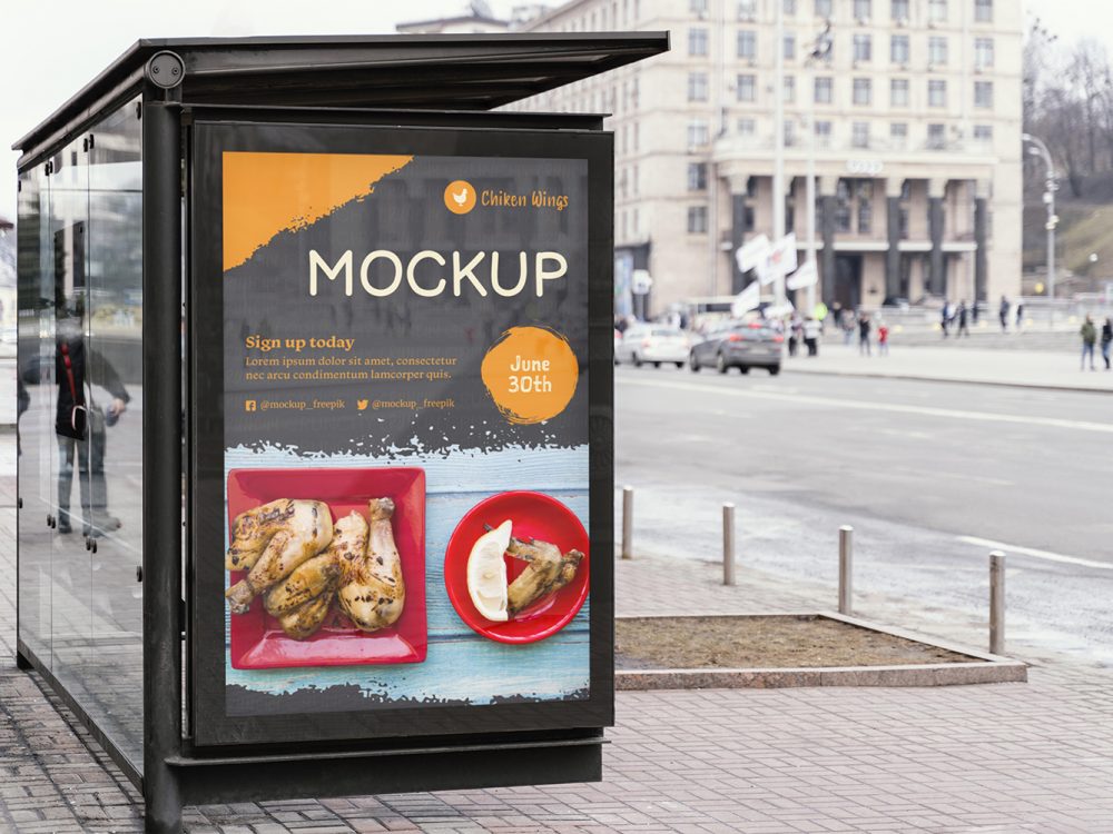 City Food Billboard Mockup Free Psd