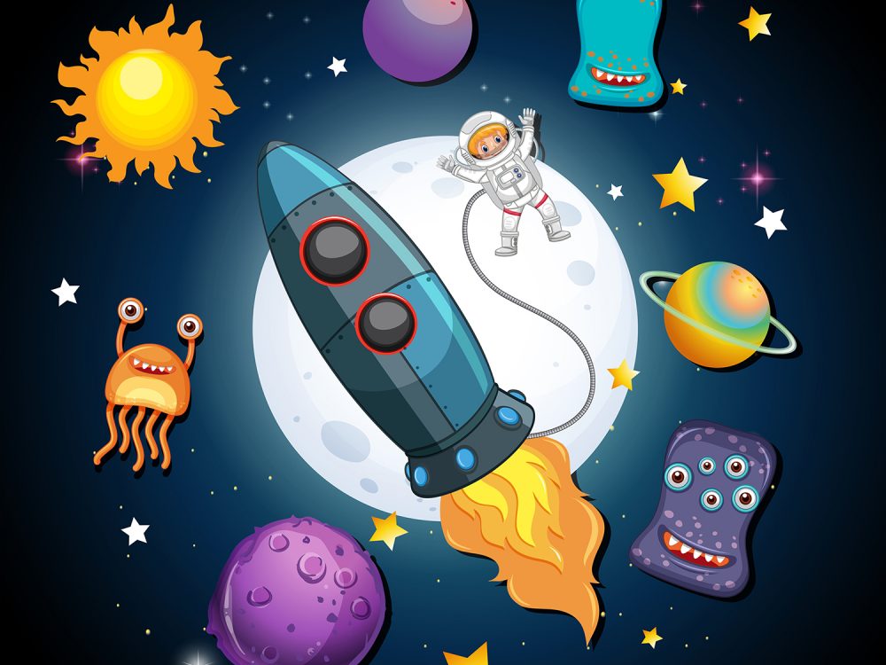 Cute Astronauts and Aliens Free Vector Illustrations