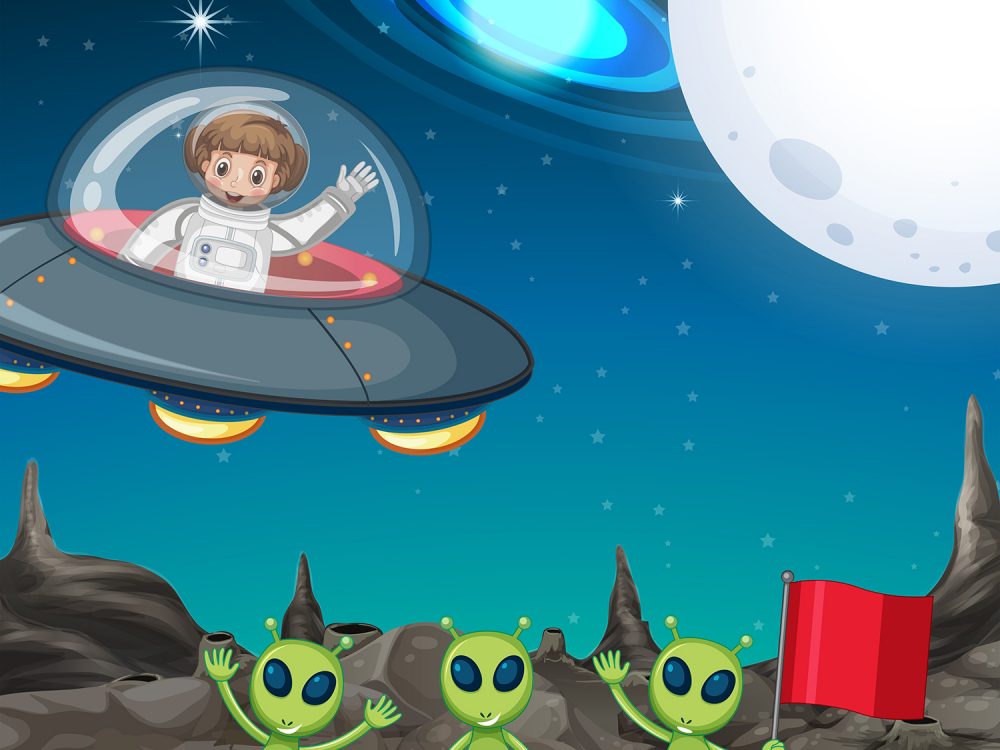 Cute Astronauts and Aliens Free Vector Illustrations