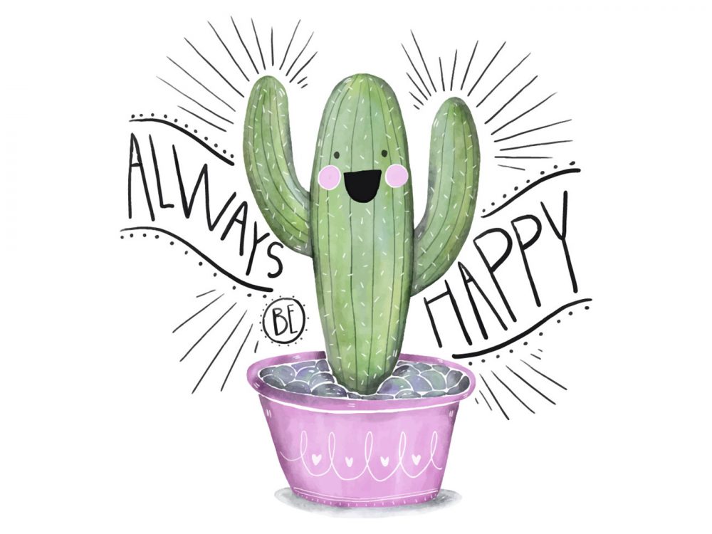 Cute Pink and Green Succulent Free Vector Illustration