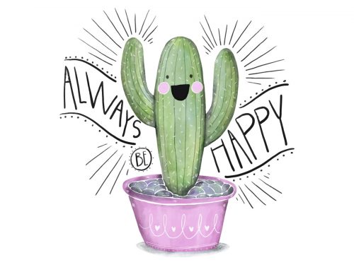 Cute Pink and Green Succulent Free Vector Illustration