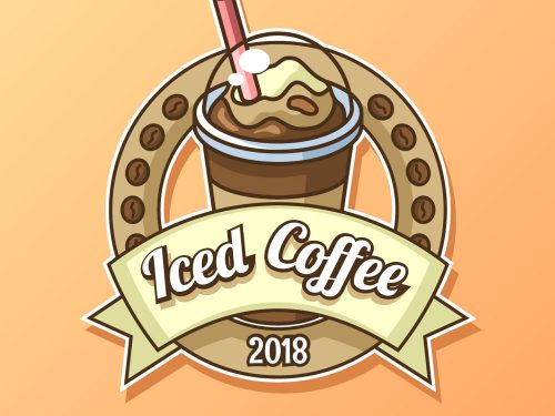 Iced Coffee Logo Vector Free Vector Illustration