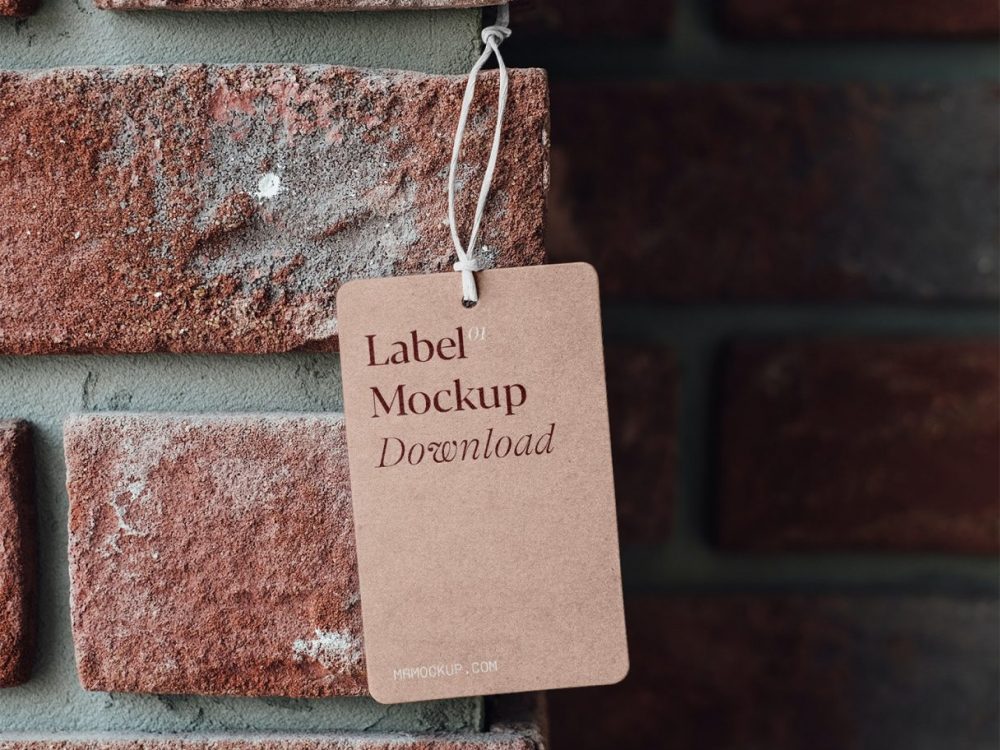 Label on Brick Wall Mockup
