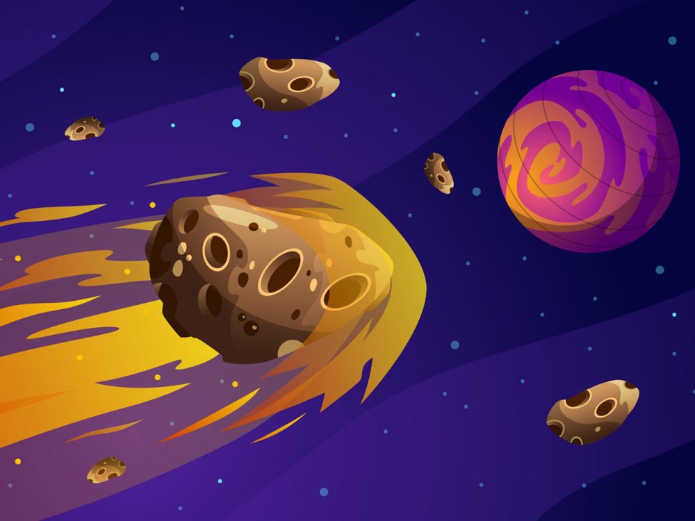 Meteor Flying in the Galaxy Free Vector Illustration