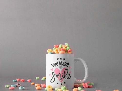 Mug with Colorful Cereals Free PSD Mockup