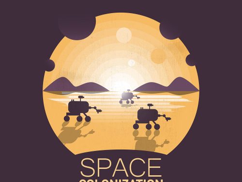 Space Rovers Colonization Free Vector Illustration