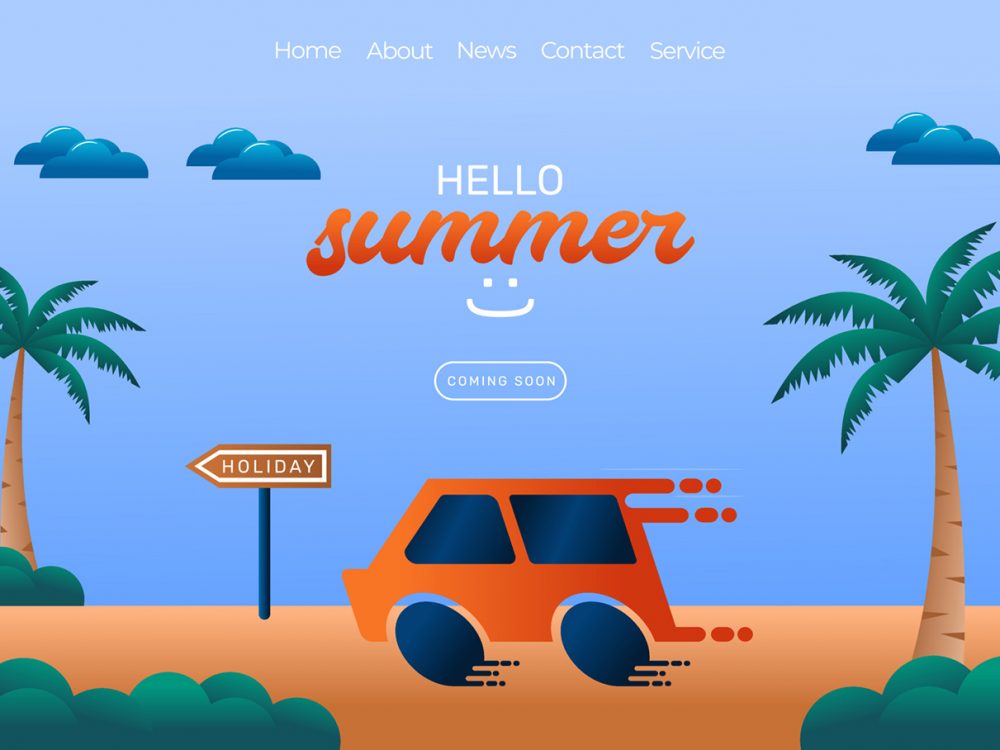 Summer Day Free Vector Illustration