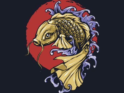 Traditional Japanese Koi Fish Free Vector Illustration