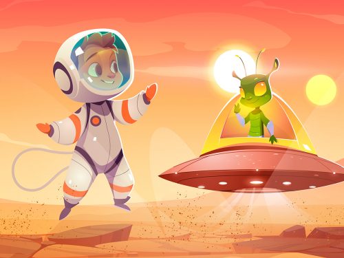 Alien and Astronaut Ilustration
