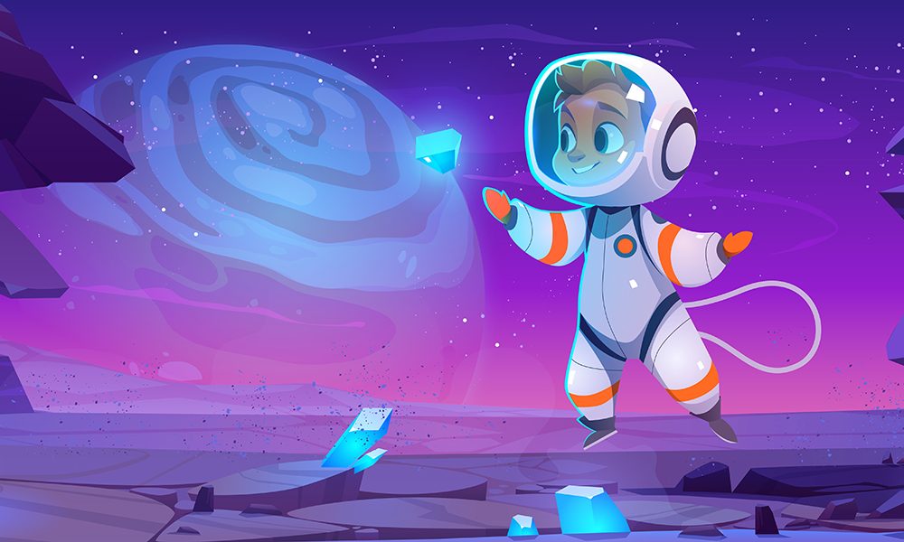 Astronaut on Alien Planet in Space Illustration