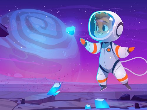 Astronaut on Alien Planet in Space Illustration