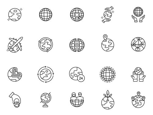 Earth Protection Line Icons