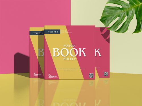 Square Book Mockup For Title Branding